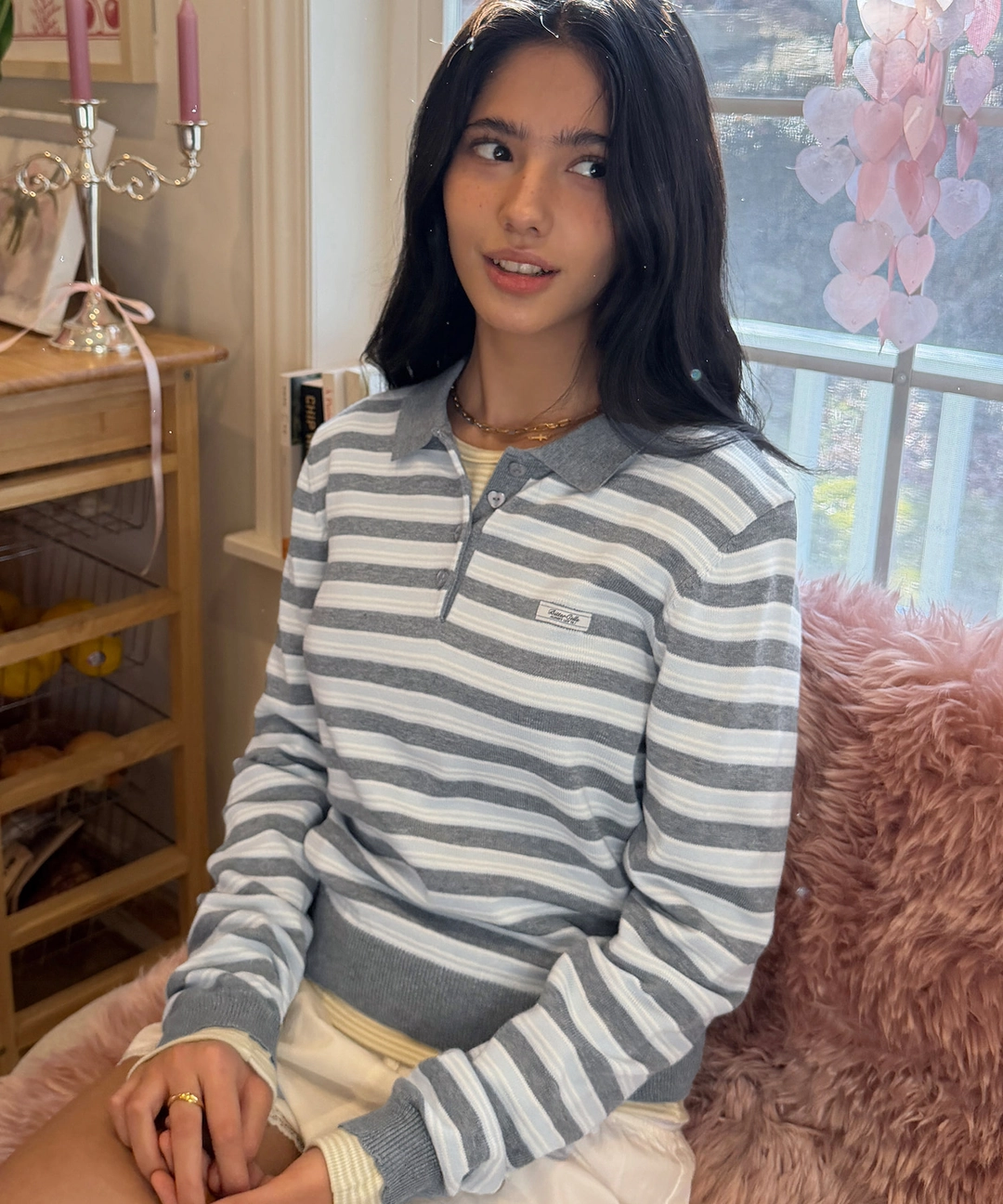 비터셀즈 Lolly Stripe Collar Knit-Charcoal 상품 이미지 2