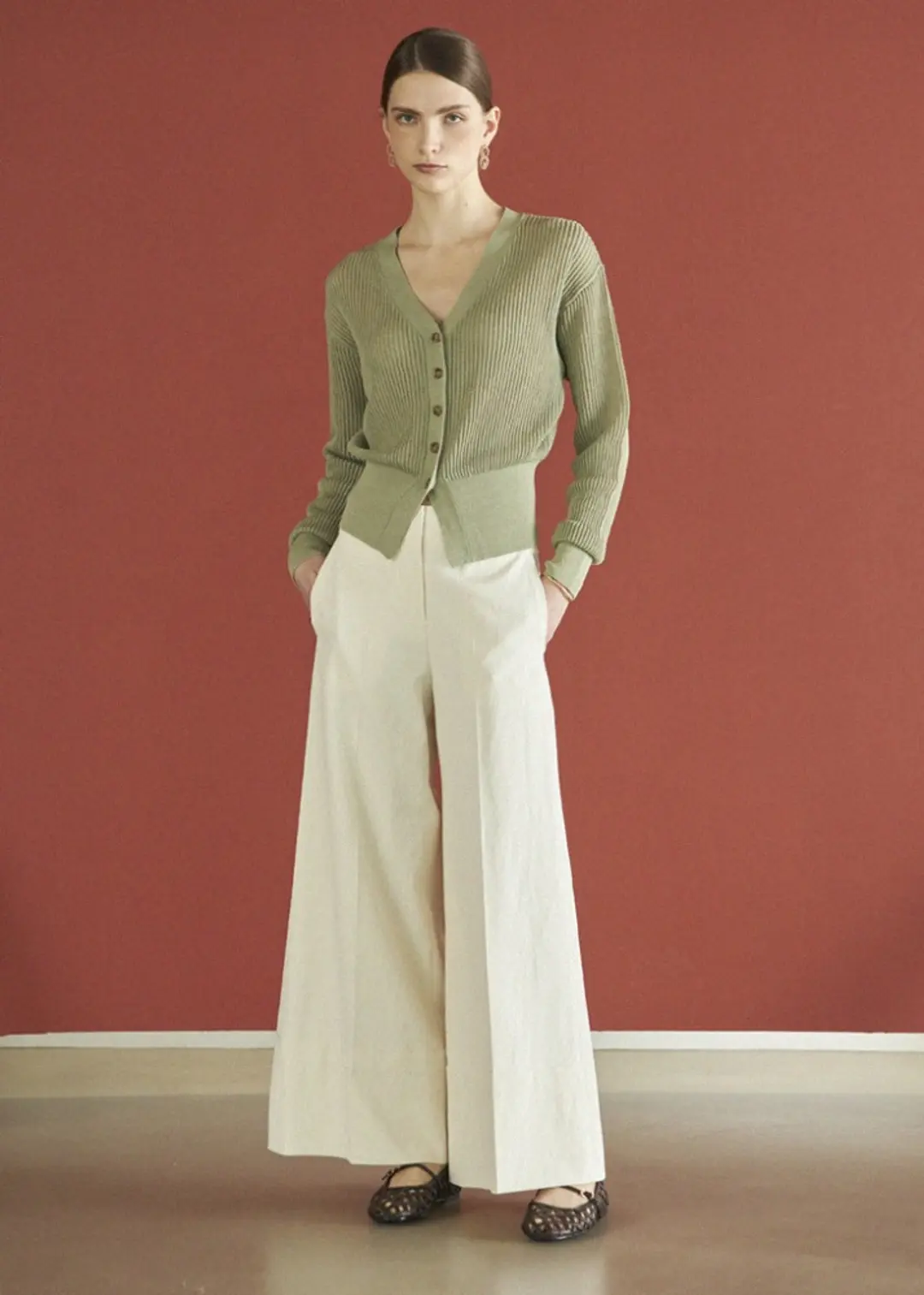 메종드이네스 OXFORD WIDE SLACKS_WHITE 상품 이미지 1