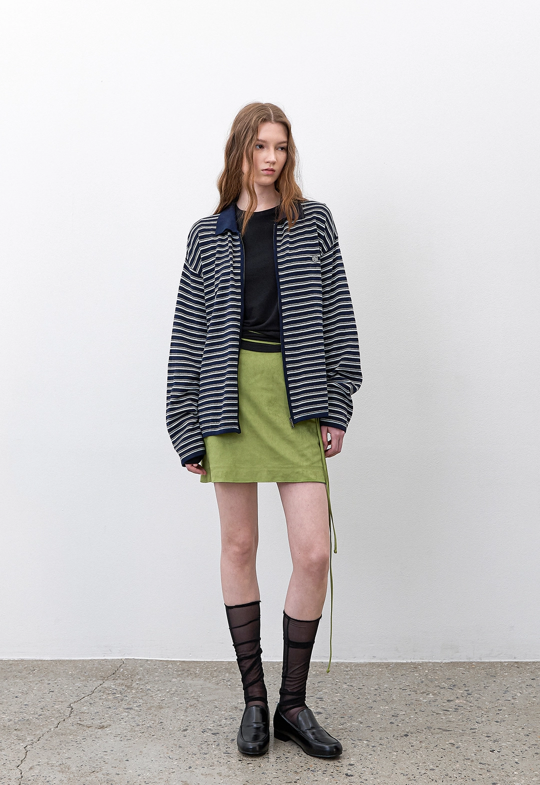 아뜰리에 나인 (CD-2250)MULTI STRIPE COLLAR ZIP-UP CARDIGAN 상품 이미지 2