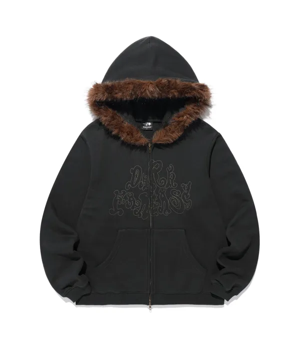 dark fantasy fur hoodie zip up[black]