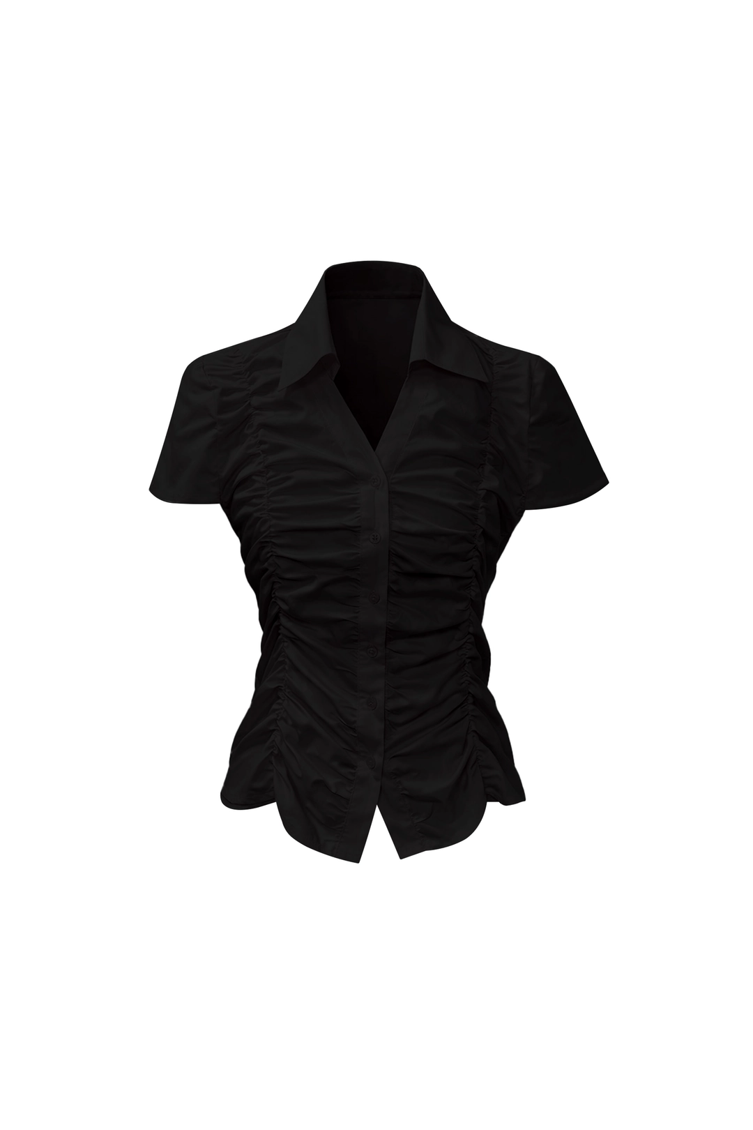 아리 SYLPH SHIRRING SHIRT / BLACK 상품 이미지 1