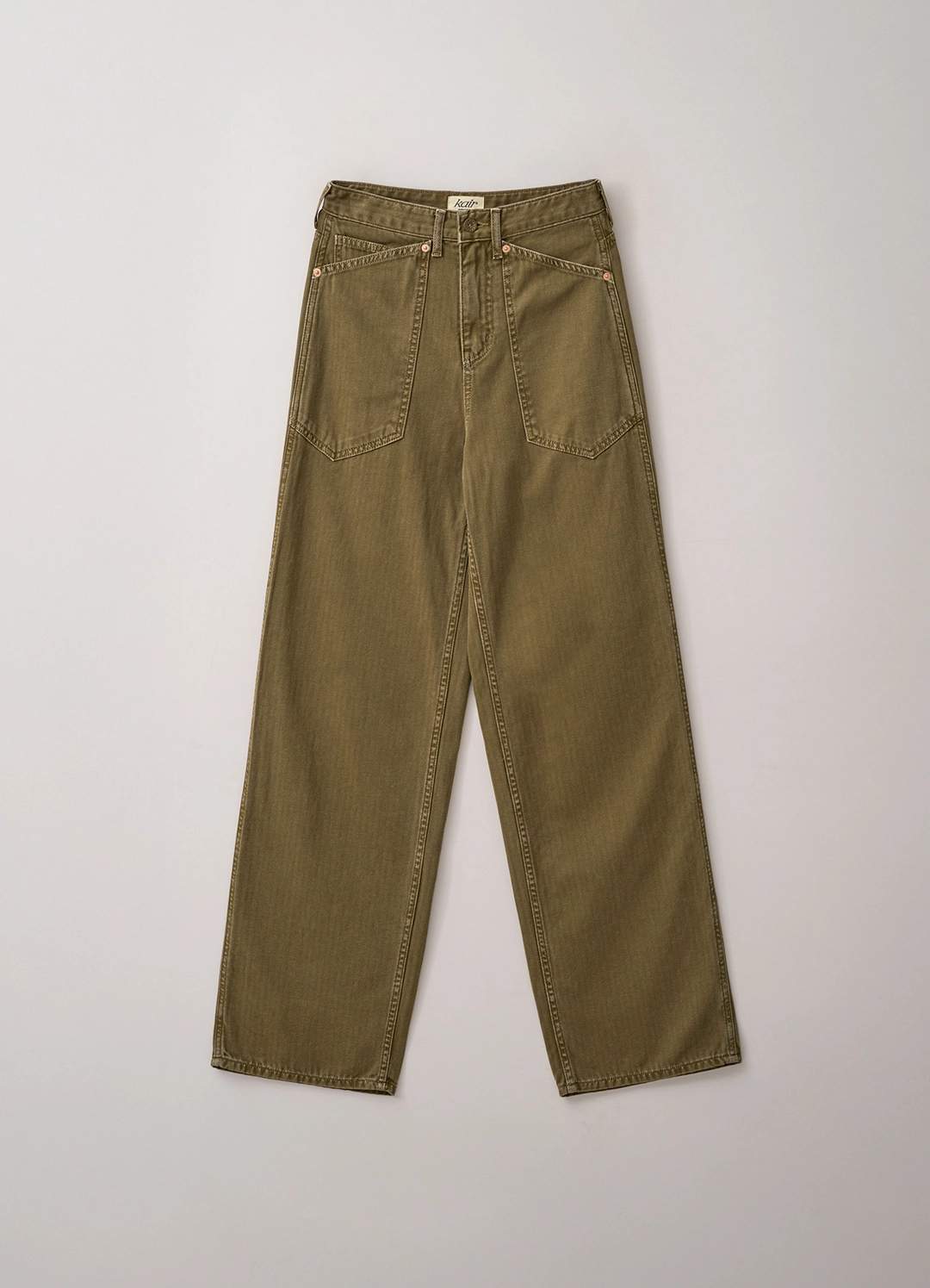 Herringbone Garment Dyed Fatigue Pants (Beige) Fabric from Japan