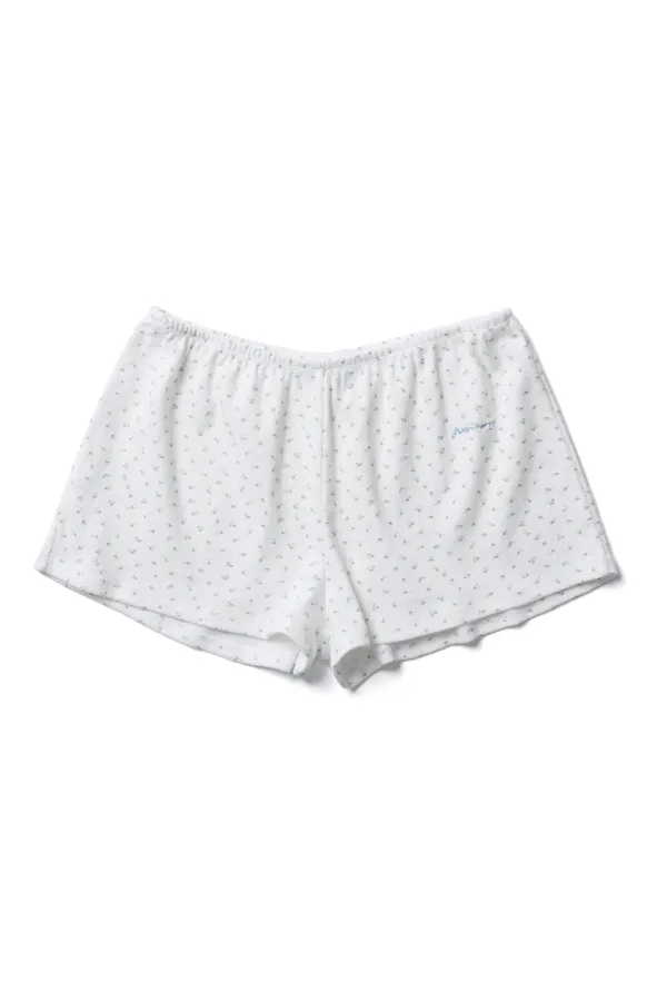 Flower Eyelet Cotton Shorts White