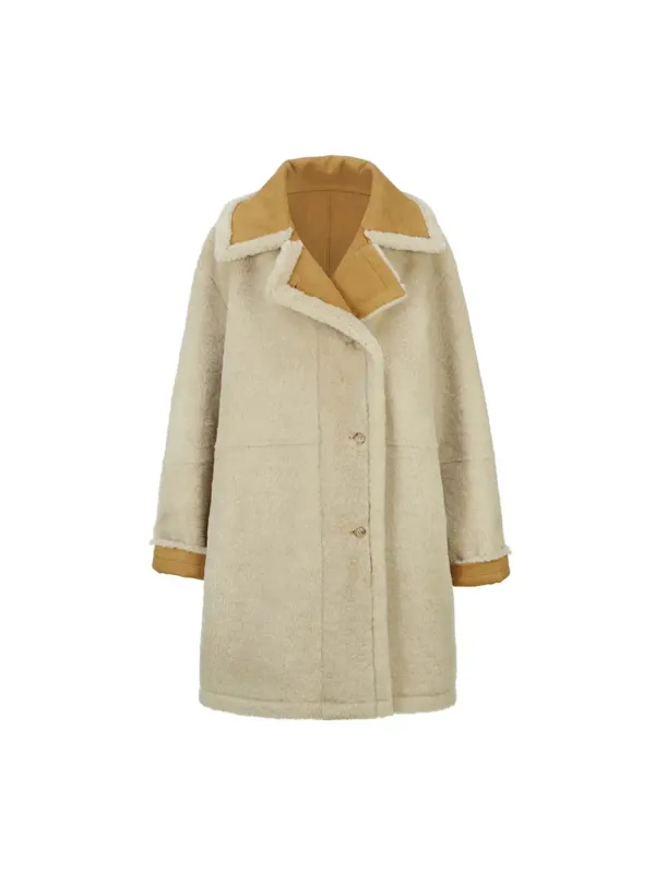 SUEDE FUR REVERSIBLE COAT [CAMEL]