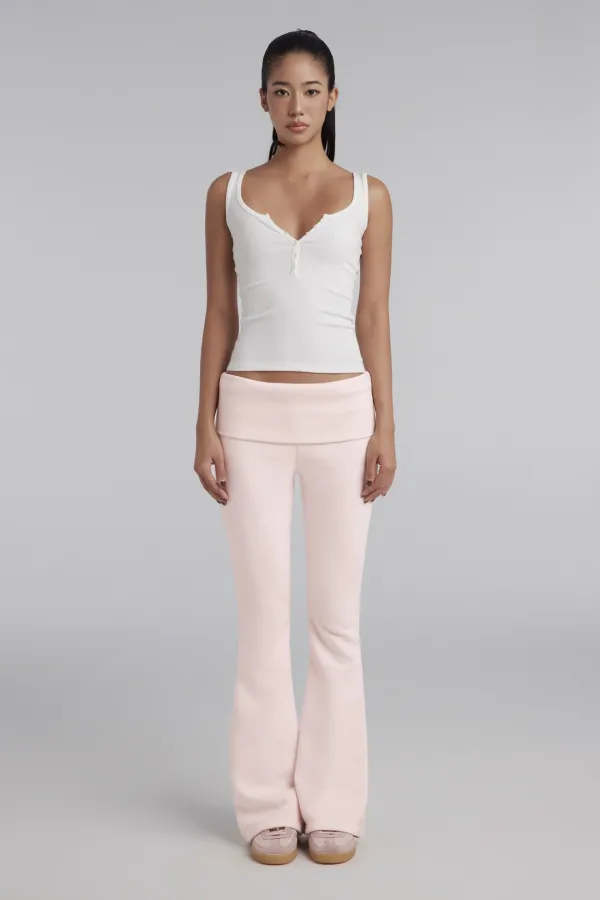 Daily Soft Henley Sleeveless Top, White