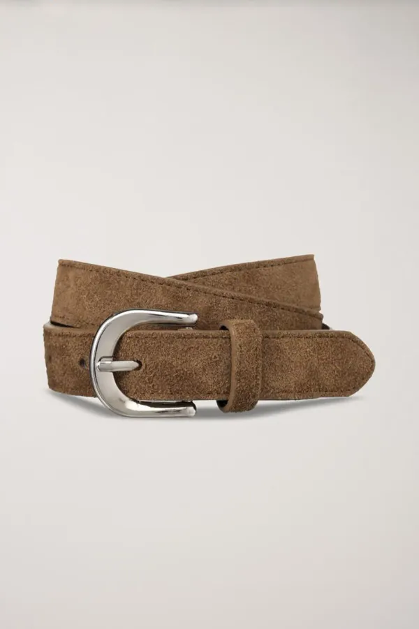 D-BUCKLE SUEDE BELT CAMEL