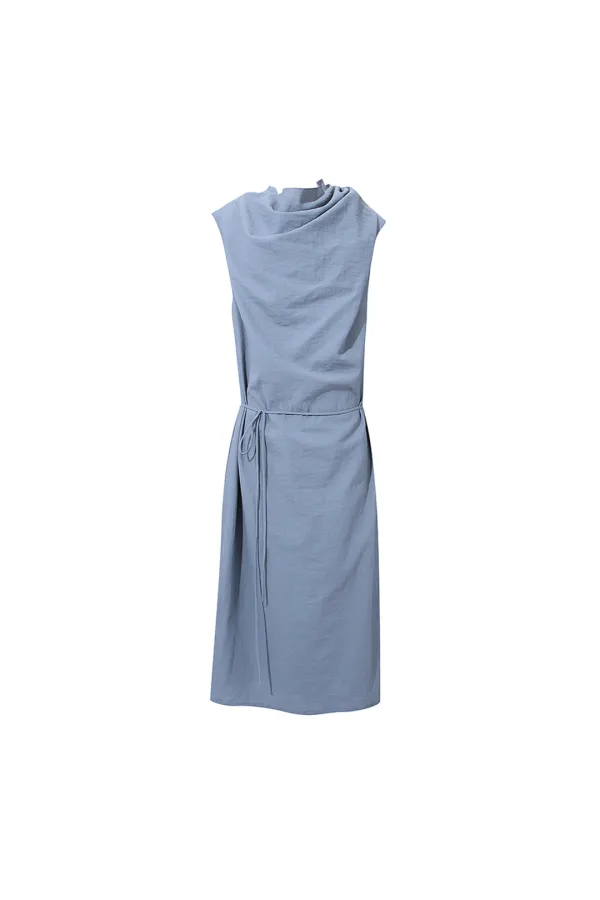 NECK STRAP DETAIL DRESS [BLUE]