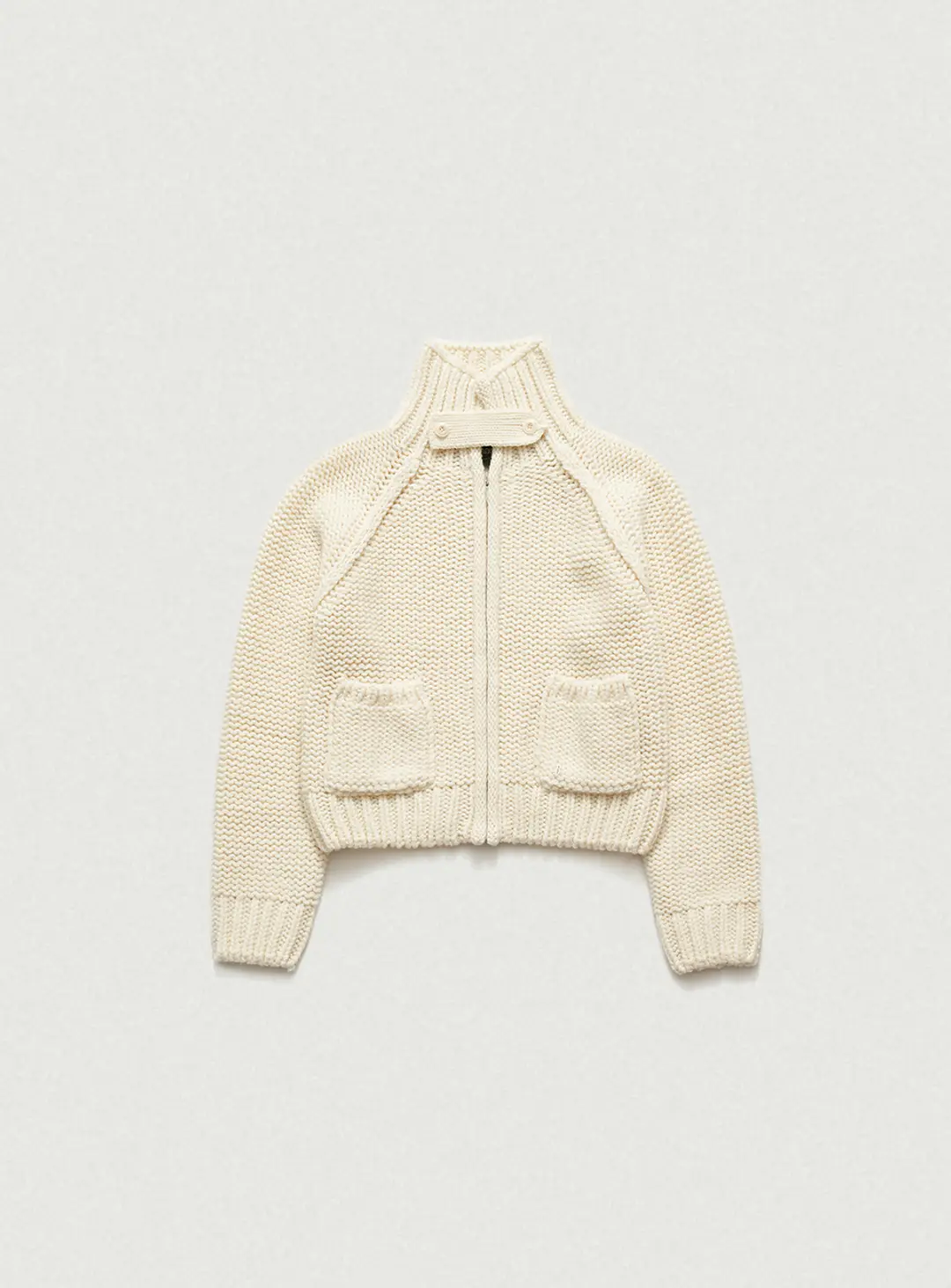 Ivory Soap Zip-Up Knit Cardigan