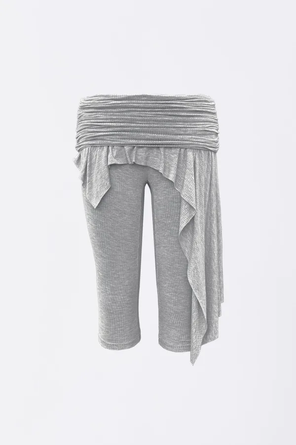 Asymmetric Skirt Leggings Melange Gray