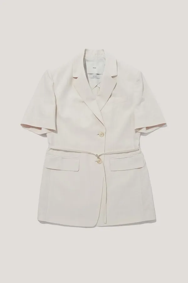 HALF SLEEVE BELTED LINEN JACKET CREAM_UDJA5B226CR