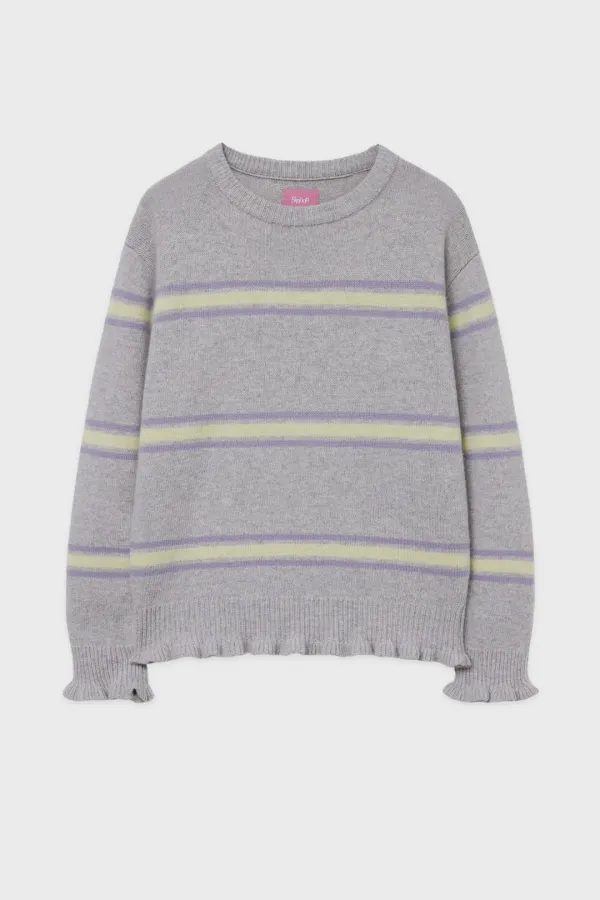 SN Stripe Ruffle Pullover (Grey)