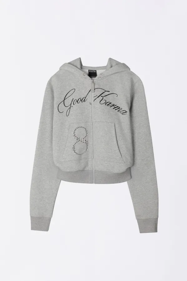 Karma Hooded Zip-Up Melange Gray