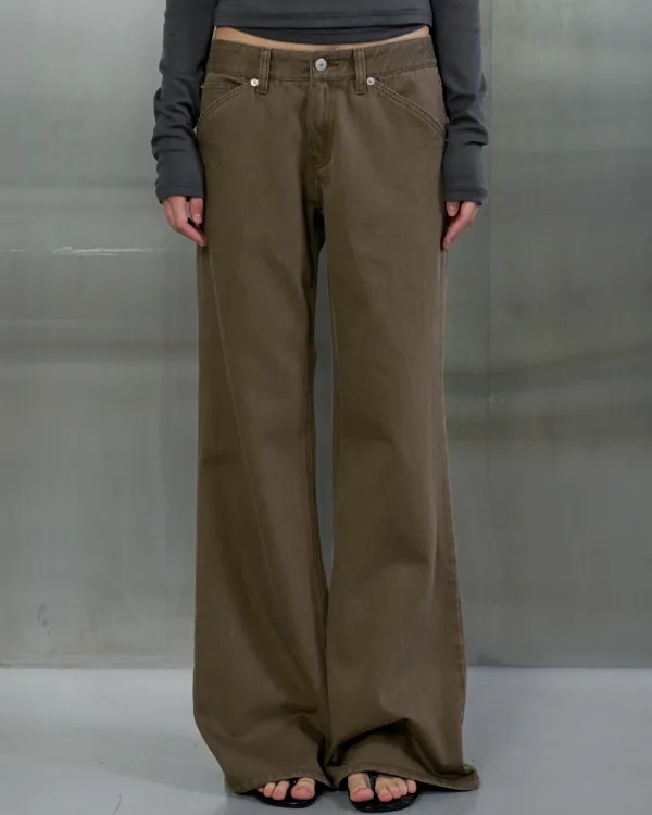 [9/14 예약 출고] WASHED COTTON BOOT CUT PANTS - BROWN