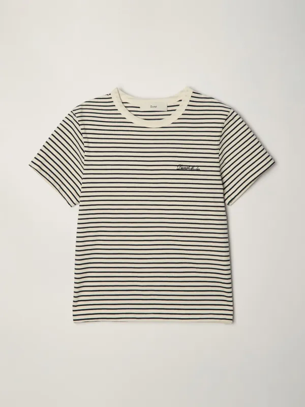 ESSENTIAL STRIPE LOGO T-SHIRT CREAM NAVY STRIPE_UDTS6B232CR