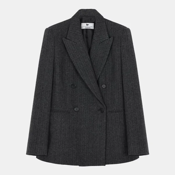 wool over-fit double-breasted jacket (charcoal)