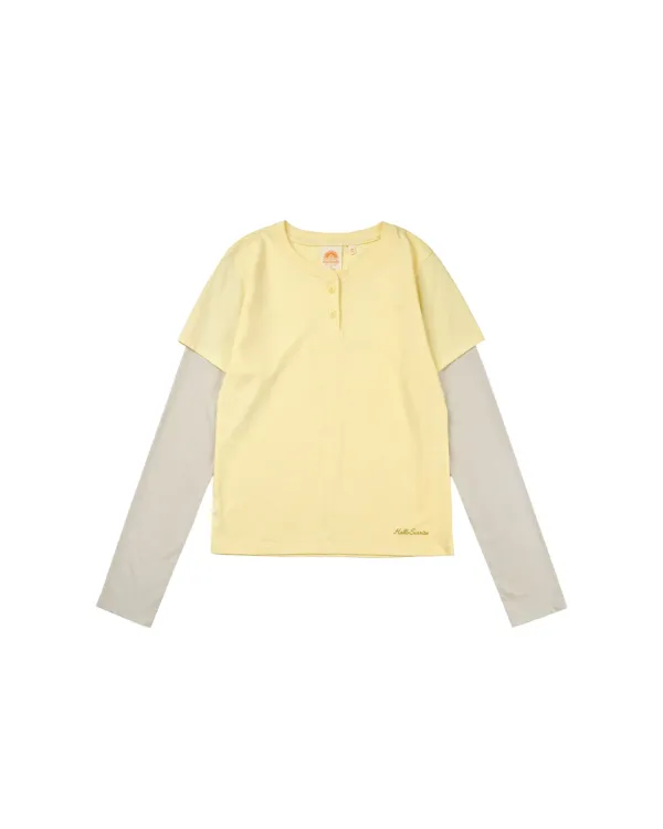 Henley Neck Layered L/S Tee(W)_Light Yellow