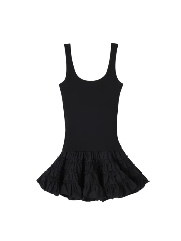 FRILL TIERED DRESS_BLACK