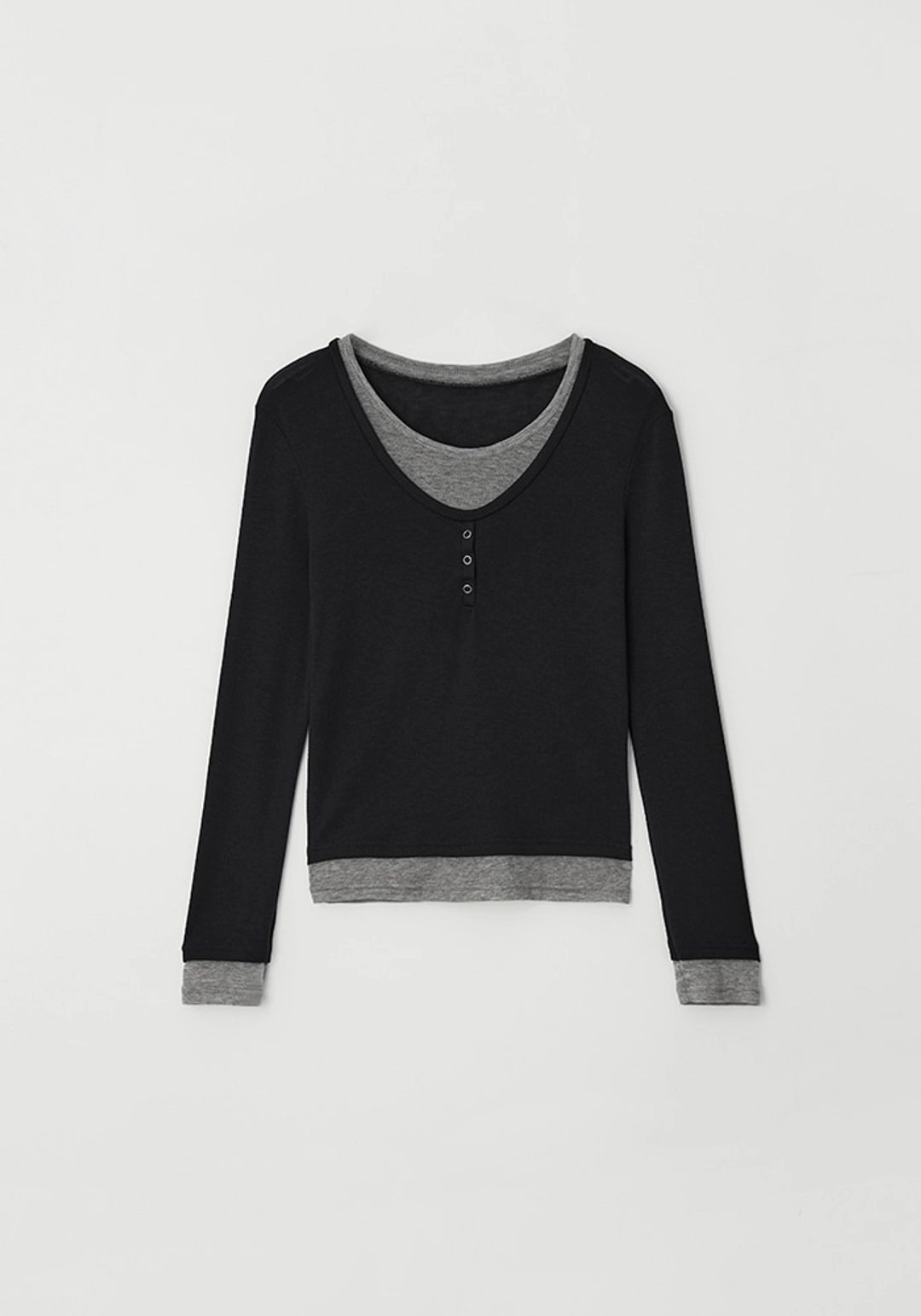 이브세이지 Button layered tee (Black) 상품 이미지 1