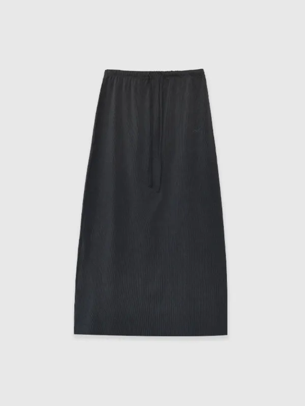 [11th 재입고] Washed Rib Maxi Skirt (Charcoal)