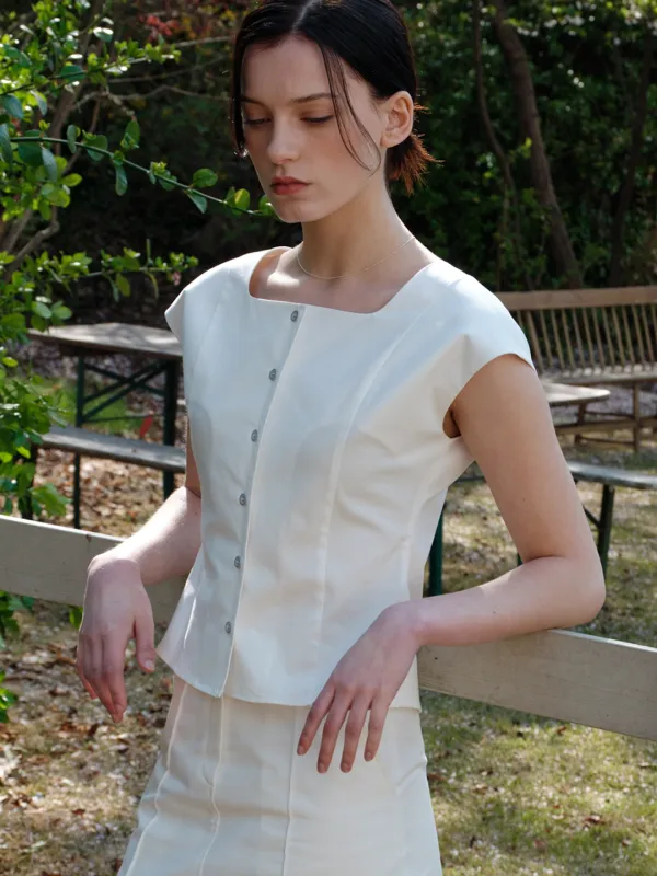 comos 1128 square neck blouse (white)