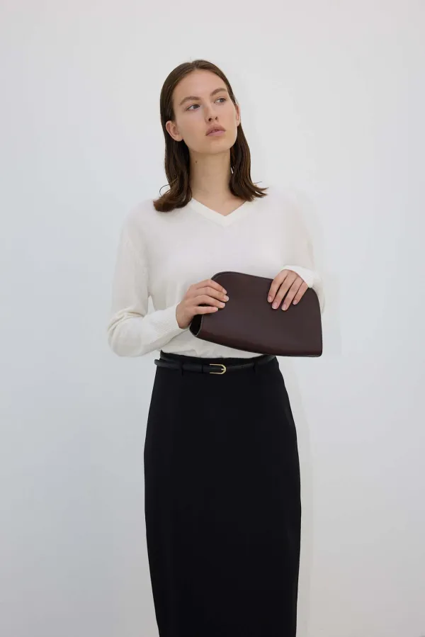 Cashmere100 V-neck pullover_ivory