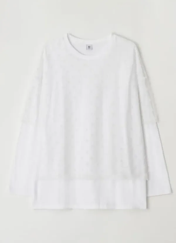 DOT SHEER LAYERED LONG SLEEVE WHITE