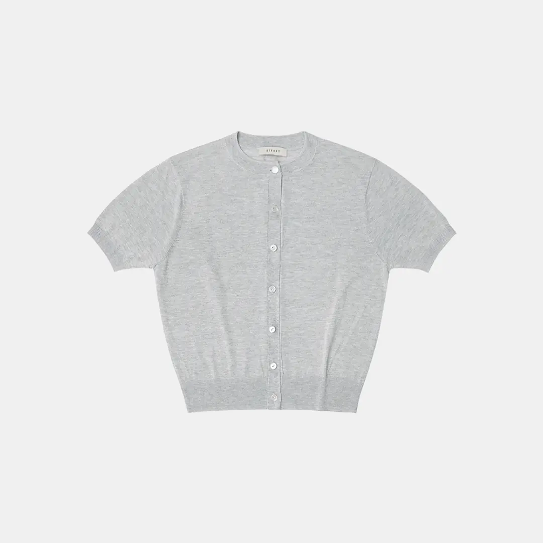 시야쥬 SIKN2115 시스루 반팔 니트 가디건_Light gray 상품 이미지 3