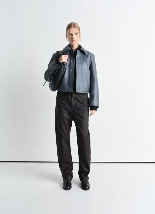 BOXY CROPPED JACKET IN LEATHER