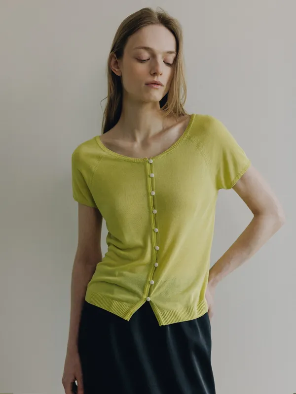 Rayon Silky Short-Sleeve Cardigan SK6MD744_2color