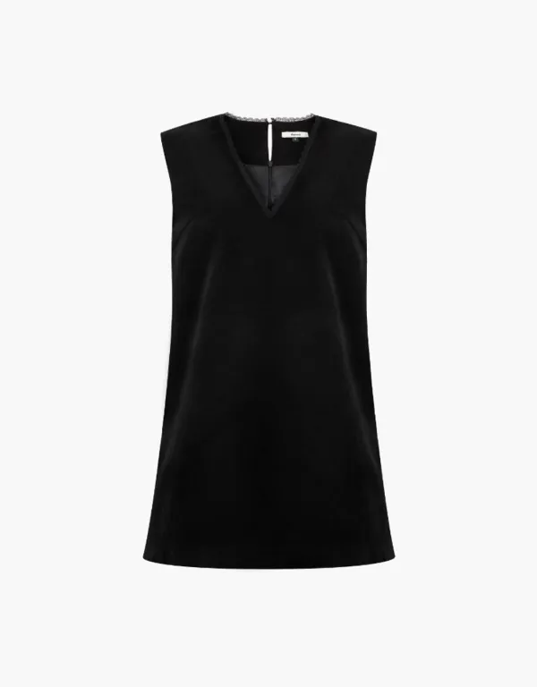 cotton velvet mini one-piece - black