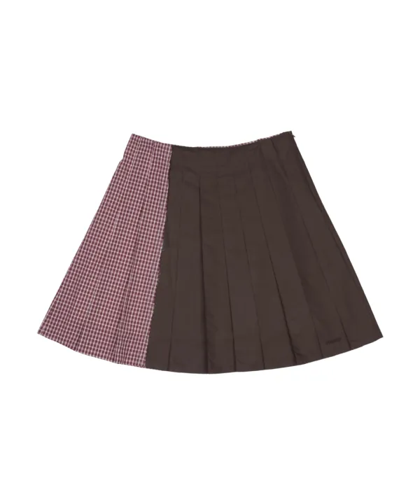 TRIPLE LAYER PLEATED SKIRT BROWN