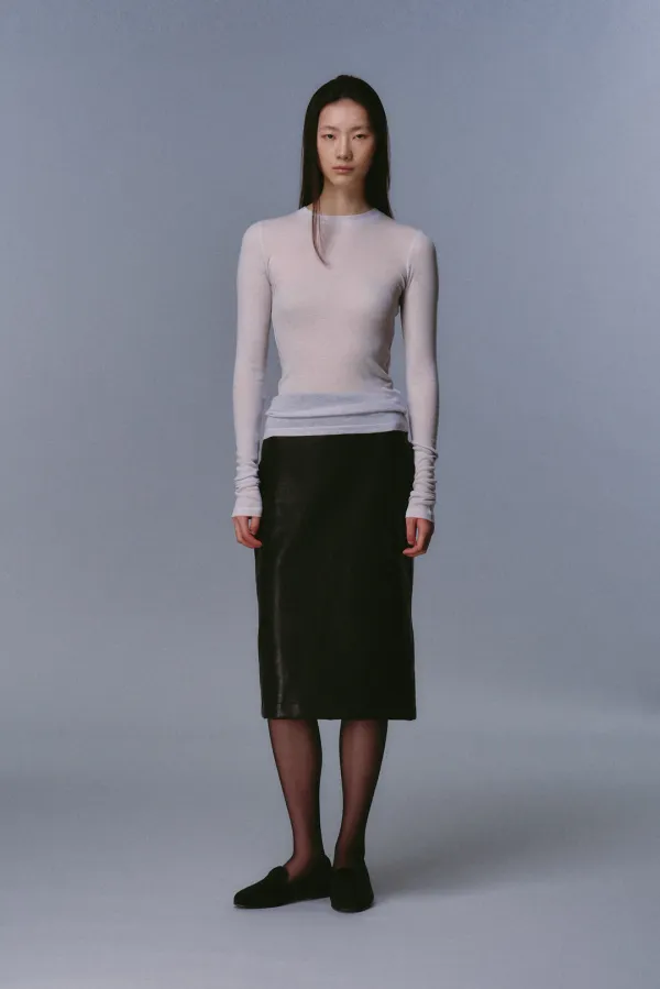 Sheer Tencel Long Sleeve Tee_Light Gray