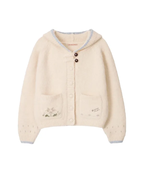 Flora Hood Cardigan-Ivory