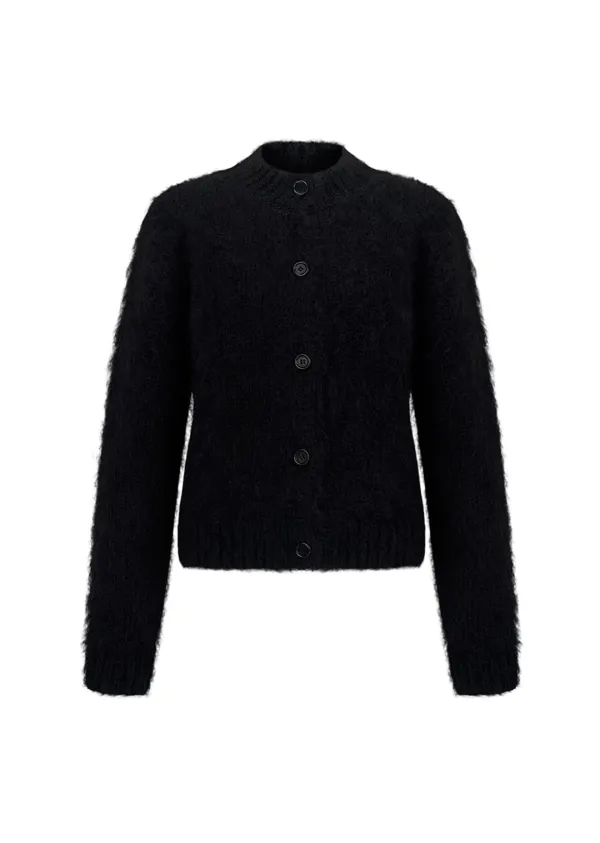 mohair bulky cardigan, black