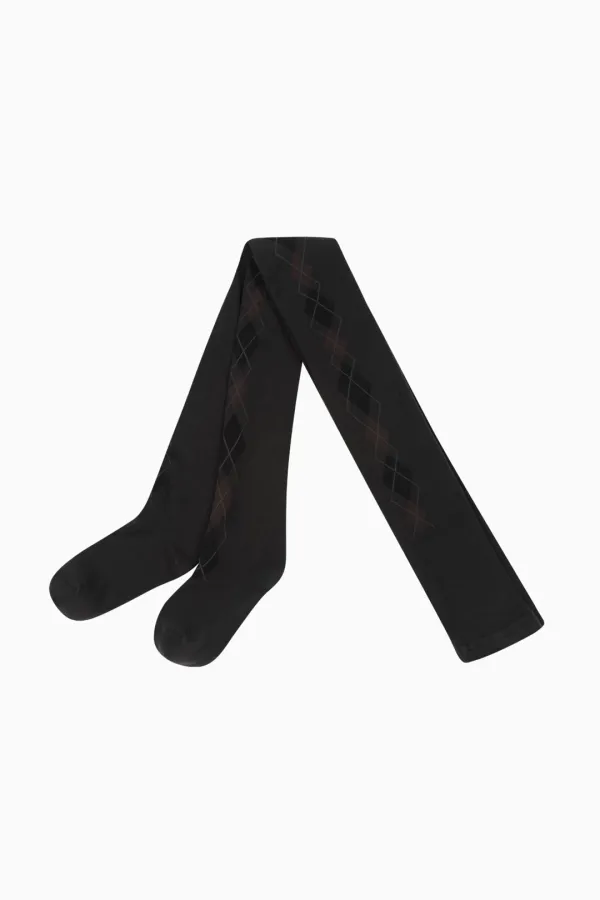 ARGYLE PATTERN TIGHTS, DEEP CHARCOAL