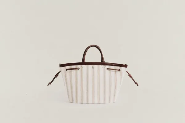 SAC COQUILLE SMALL BEIGE STRIPE