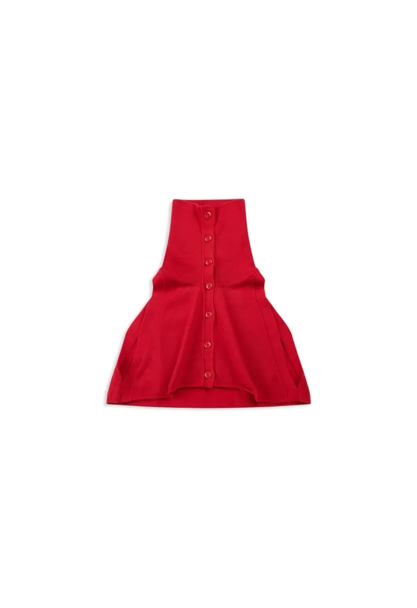 BUTTON UP NECK LAYER, RED
