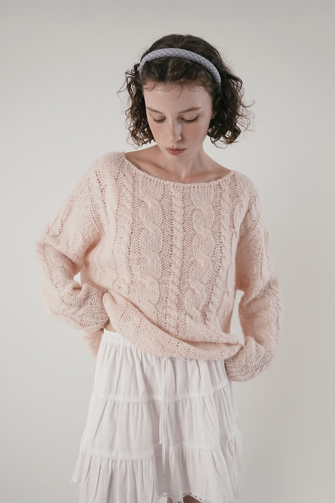 위드아웃썸머 Cinnamon cable knit_baby pink 상품 이미지 2