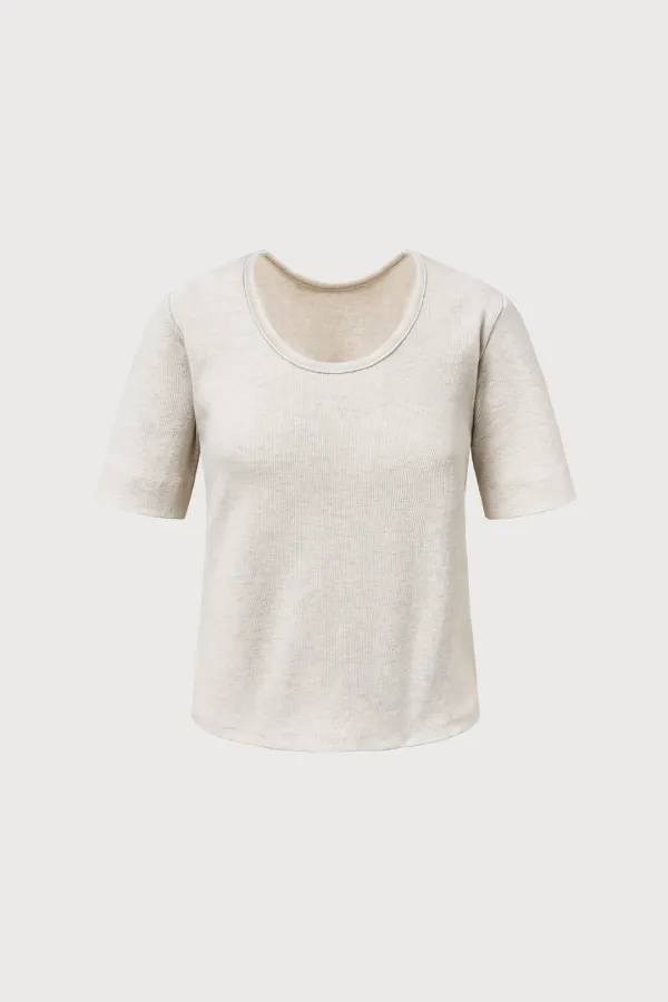 Part.8 Quiet scoop tee (oatmeal, navy, charcoal)