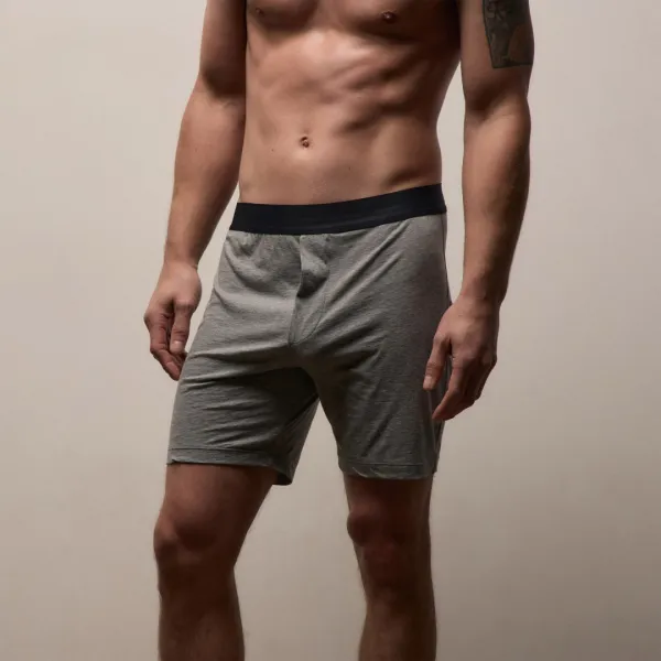 Luxe Lotus Relaxed Fit Boxer Short - Heather Grey