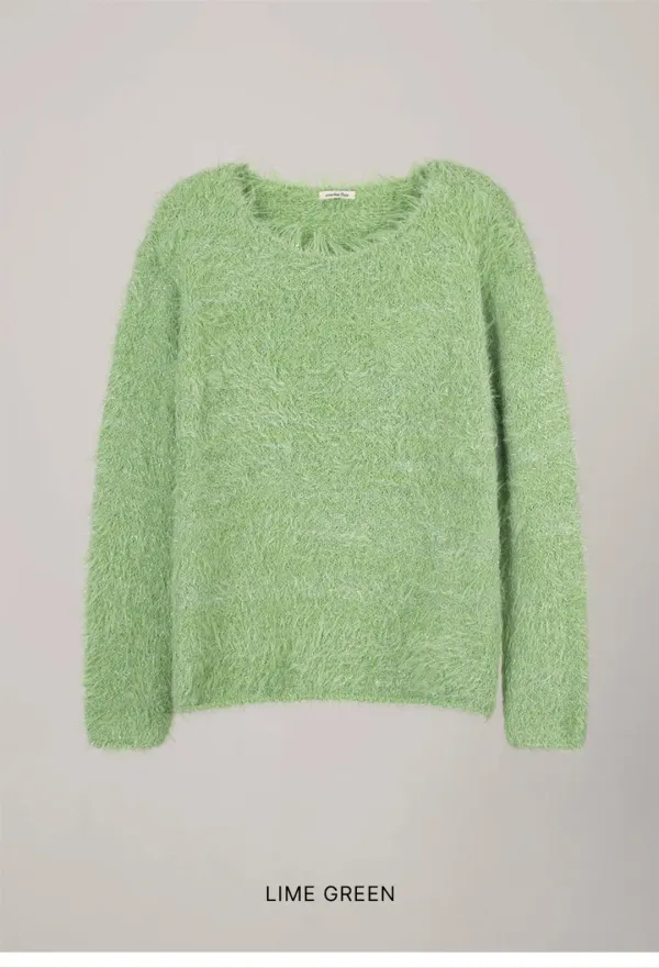 HAIRY GLITTER KNIT_LIME GREEN