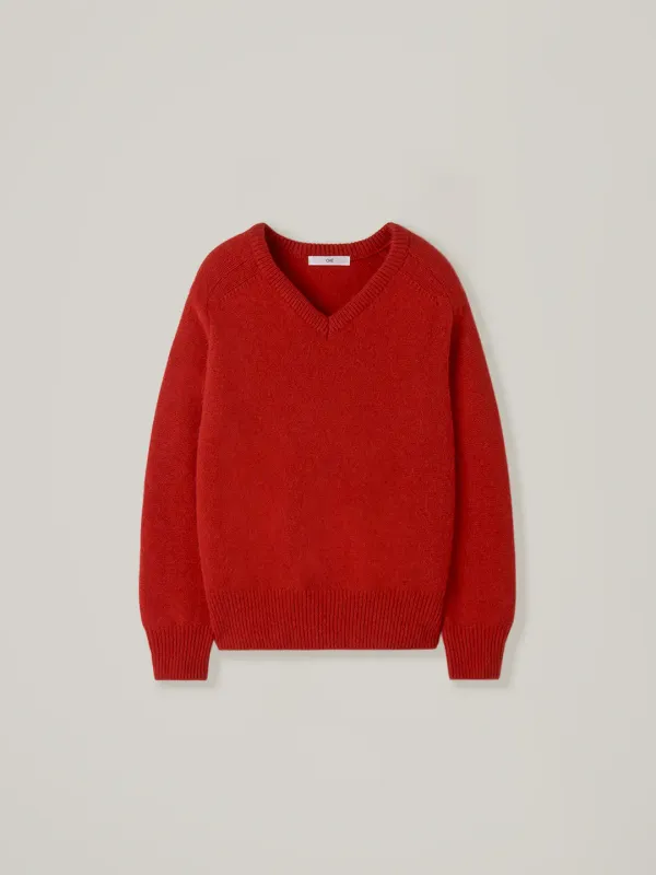 Conto v-neck alpaca knit - Red
