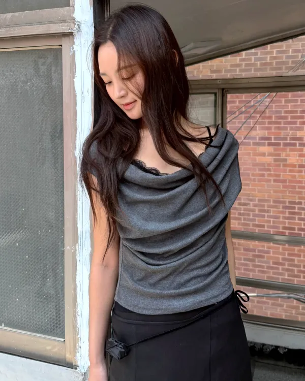 Drape sleeveless t shirts - 2color