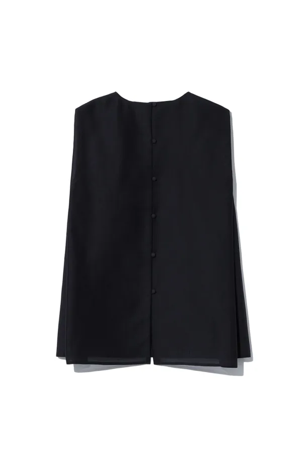 BOUCLE BACK BUTTON SLEEVELESS [BLACK]