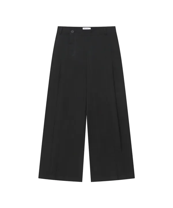 Side fly wide pants BLACK