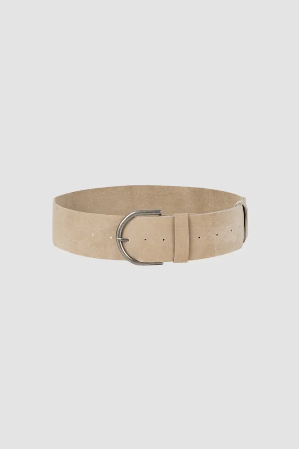 [EXCLUSIVE] COW LEATHER WIDE BELT_SUEDE BEIGE