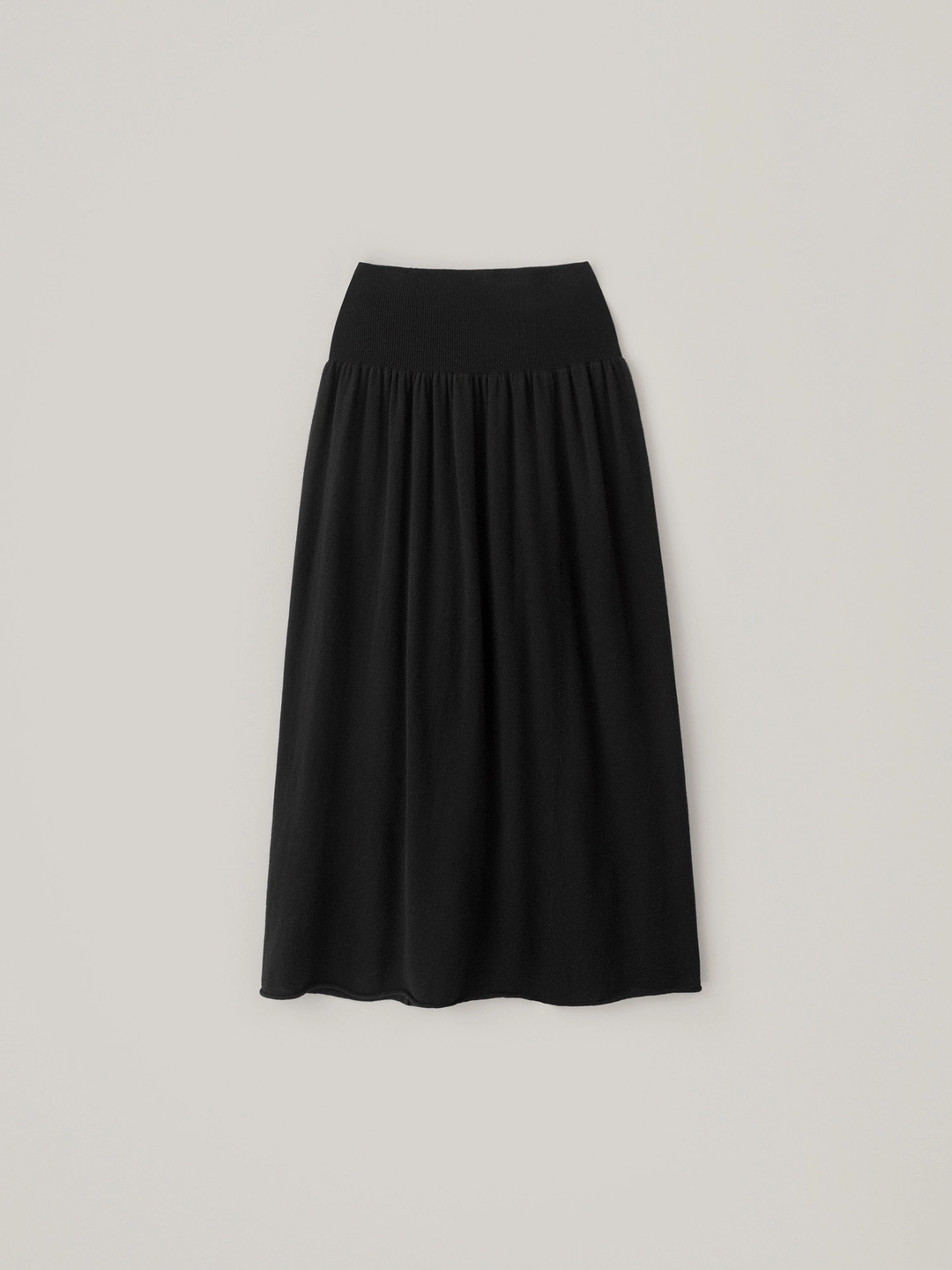 체서울 [Cashmere] Bern Shirred Long Knit Skirt - Black 상품 이미지 1
