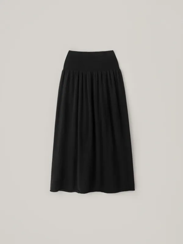 [Cashmere] Bern Shirred Long Knit Skirt - Black