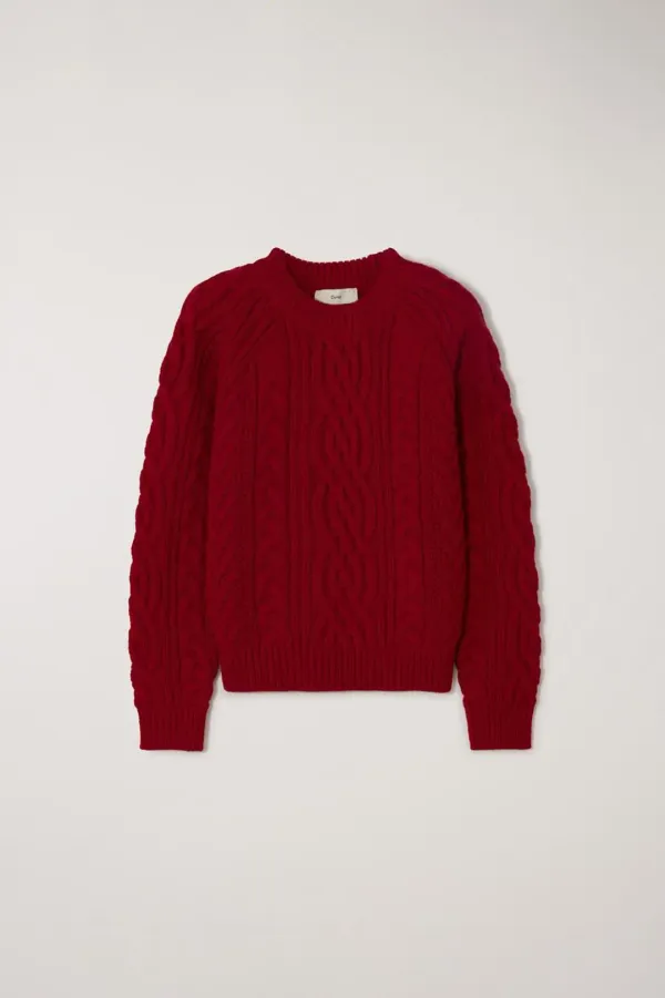 UNISEX CLASSIC FISHERMAN SWEATER RED