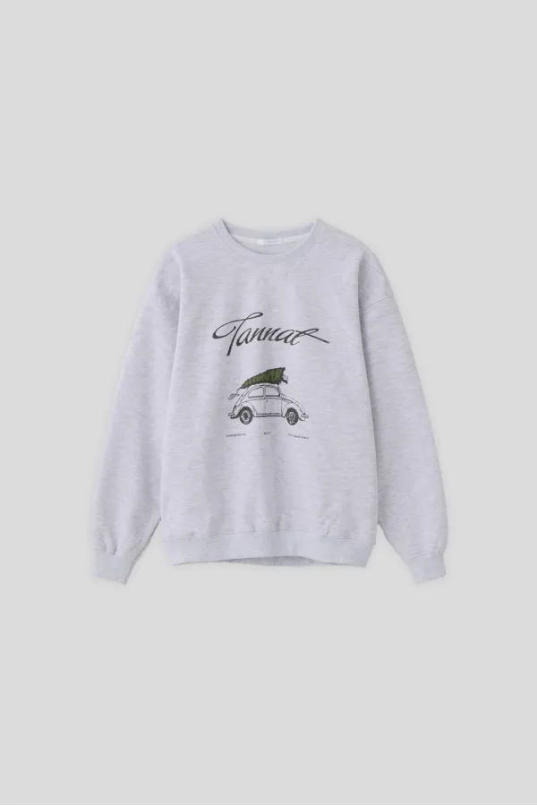 T/T Car printed sweatshirt (melange white)